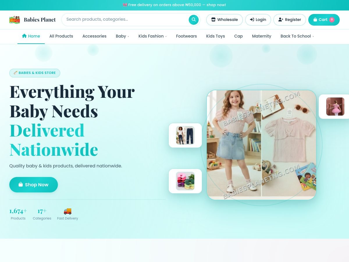 Babies Planet — homepage screenshot