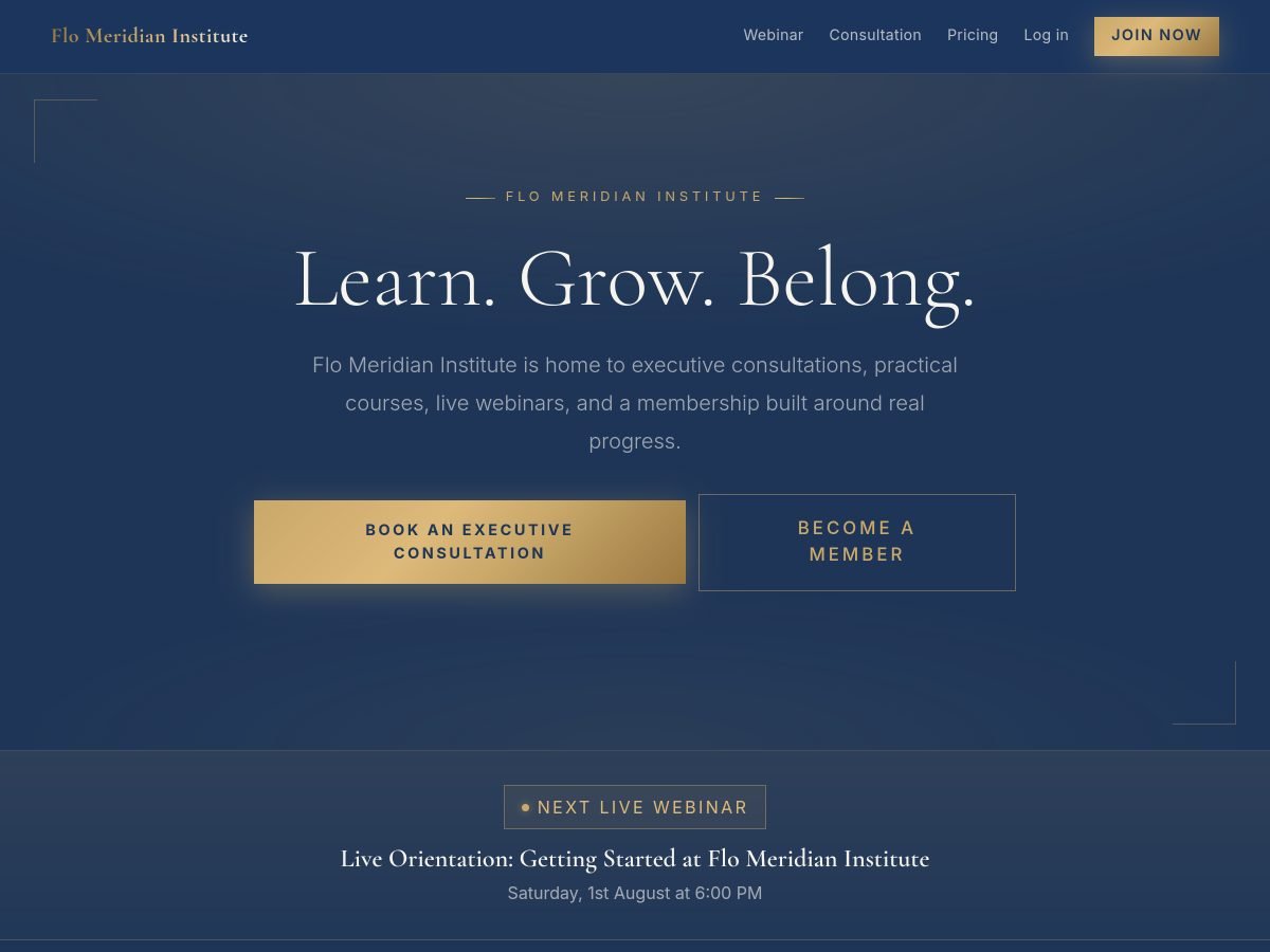 Flo Meridian Institute — homepage screenshot