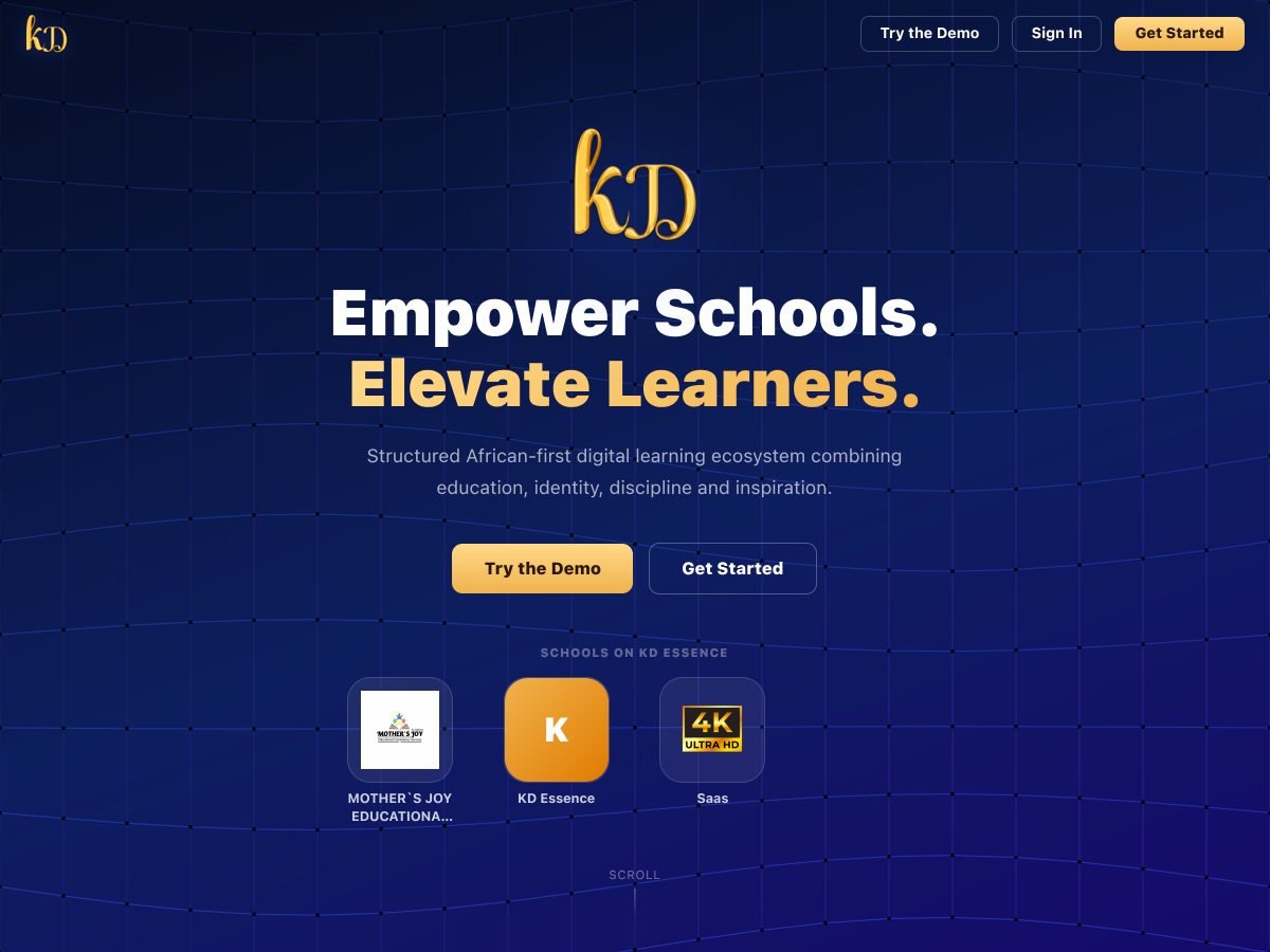 KD Essence — homepage screenshot
