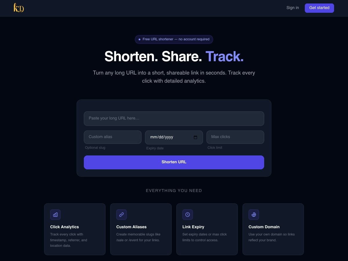ShortLink — homepage screenshot