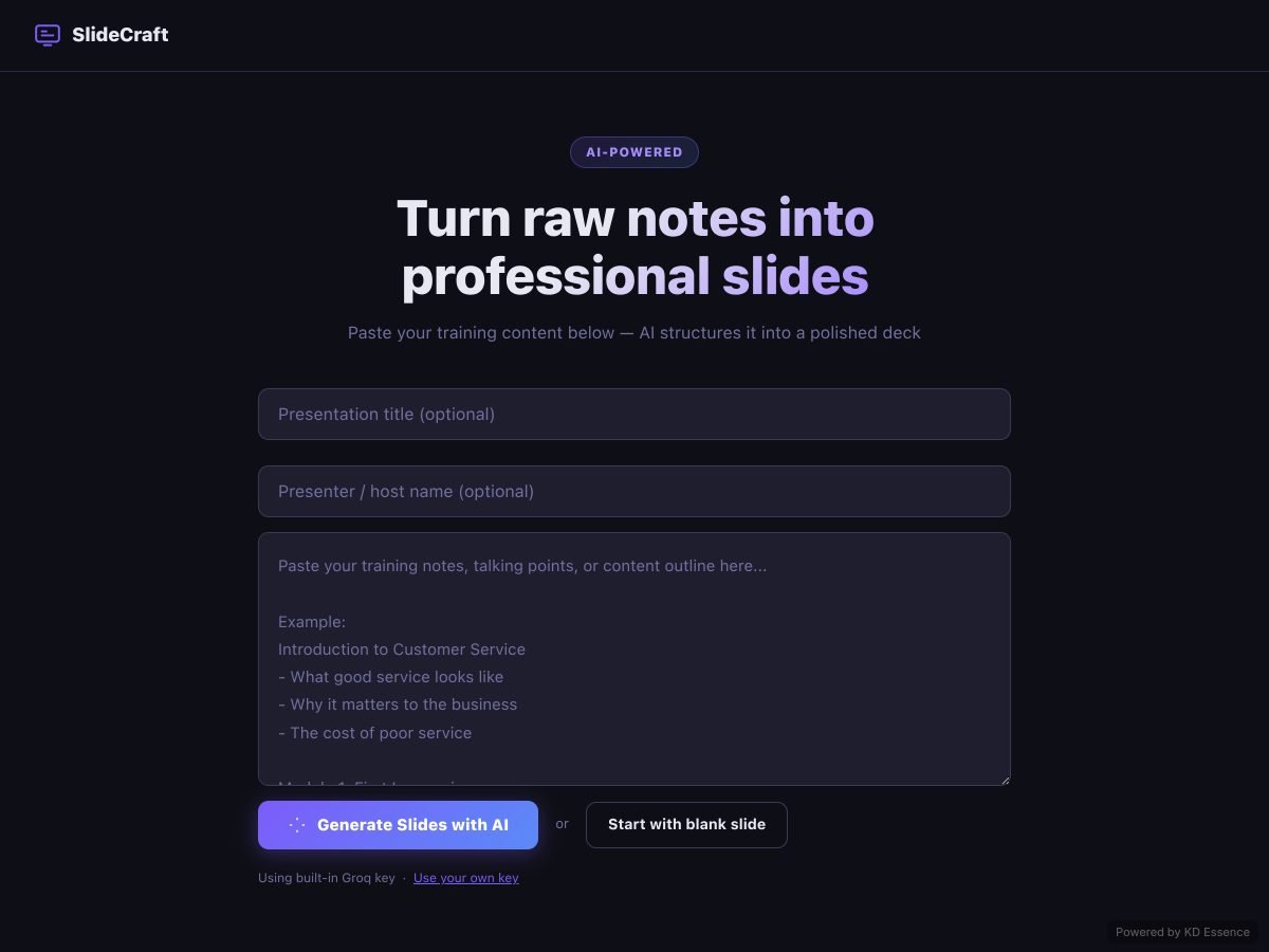 SlideCraft — homepage screenshot